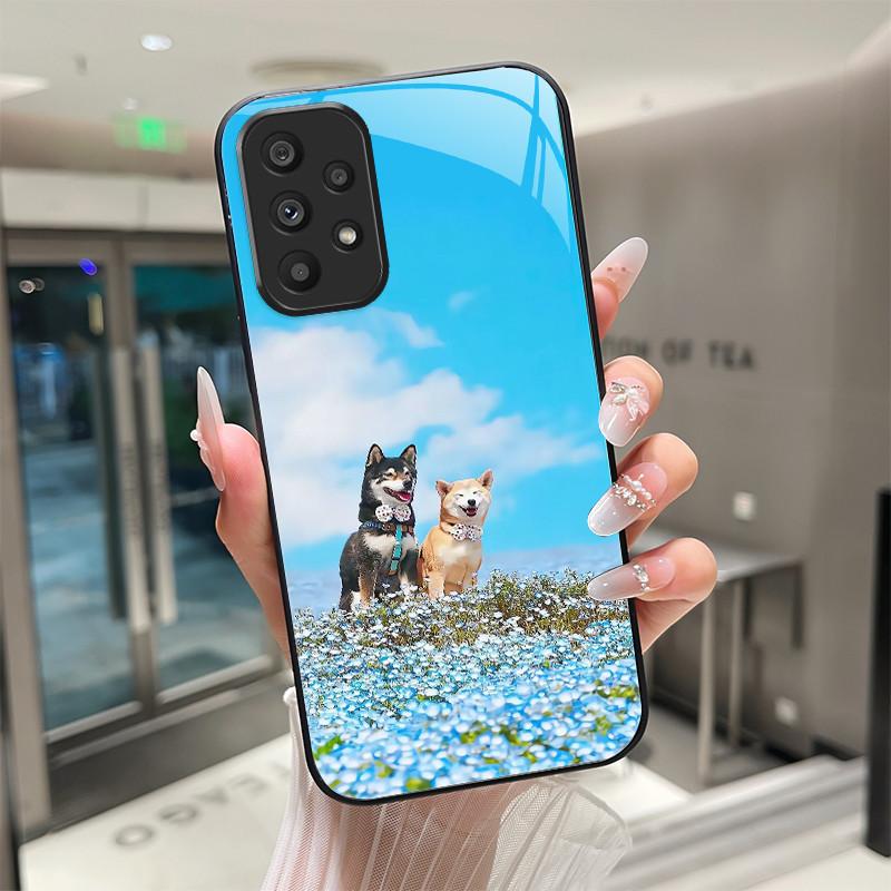 Süße Cartoon-Katzen Blumen Hülle Für Samsung Galaxy A52 A52S A72 4G 5G Gehärtetes Glas Handyhülle Schutzhülle Rückseite Hartschale
