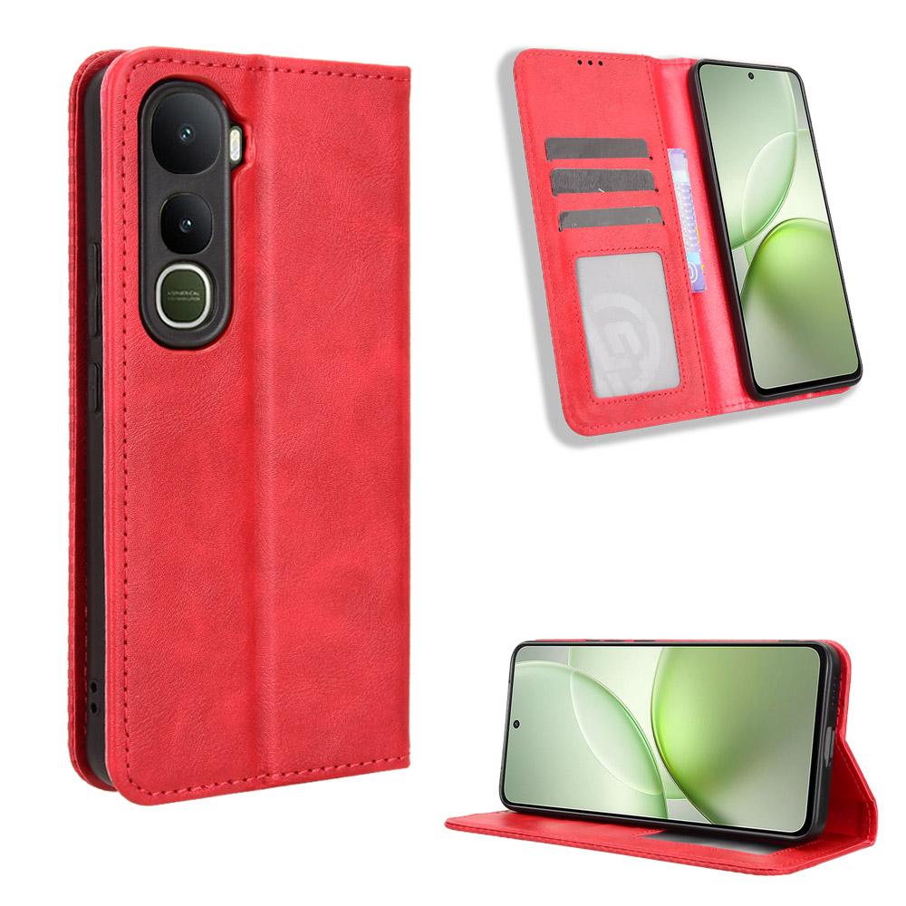 For vivo Y400 5G/vivo Y400 4G Leather Case Wallet Stand Retro Texture Phone Cover