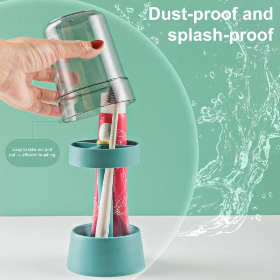 Travel Toothbrush Cup Storage Holder with 3 Slots Dustproof Compact Portable Bathroom Toothbrush Toothpaste Storage Rack