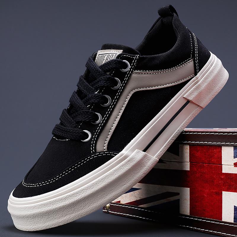 Spring New Men's Shoes Fashionable Breathable and Comfortable Versatile Lace-up Shoes Trendy Low Top Flat Men's Canvas Shoes
