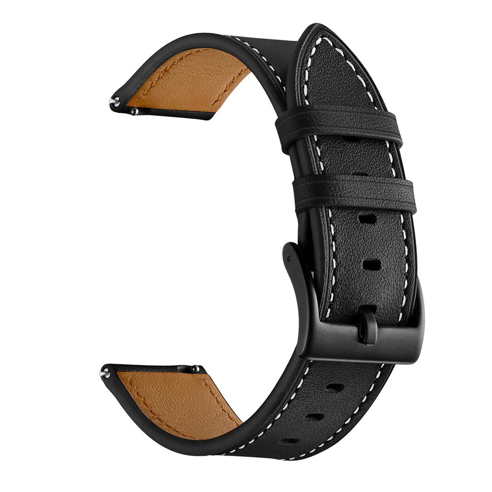 

For Samsung Galaxy Watch4 Classic 46mm 42mm/Galaxy Watch4 44mm 40mm/Gear Sport Cowhide Leather 20mm Watch Band Black