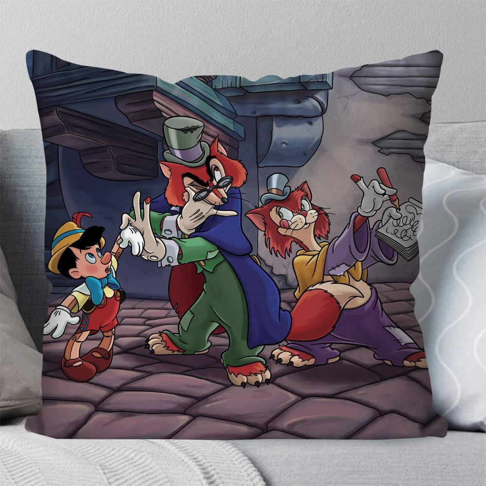 Classic Fairy Tale P-Pinocchio Animation Pillow Case Square Pillow Bedroom Sofa Leisure Comfort LivingRoom Home Decoration 40X40