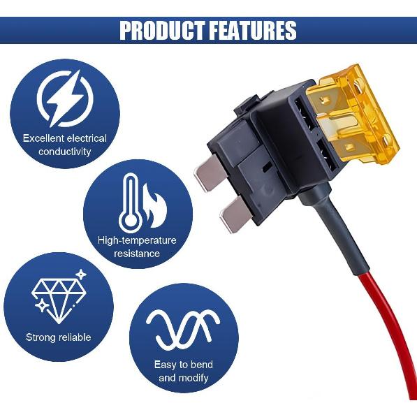 ZIMISI 5PCS 12V Car Add-a-Circuit Fuse, Standard APR ATO ATC Blade Fuse Holder with 5 x 5A Inserts, Automotive Fuses TAP Adapter Set for Car, Boat,