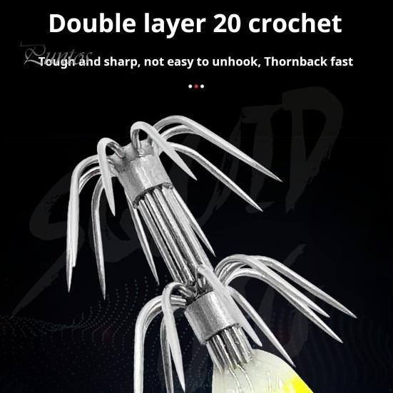 Squid Bait Luminous Fishing Lure with Steel Balls Wood Shrimp Cuttlefish Hard Bait for Sea Freshwater Fishing