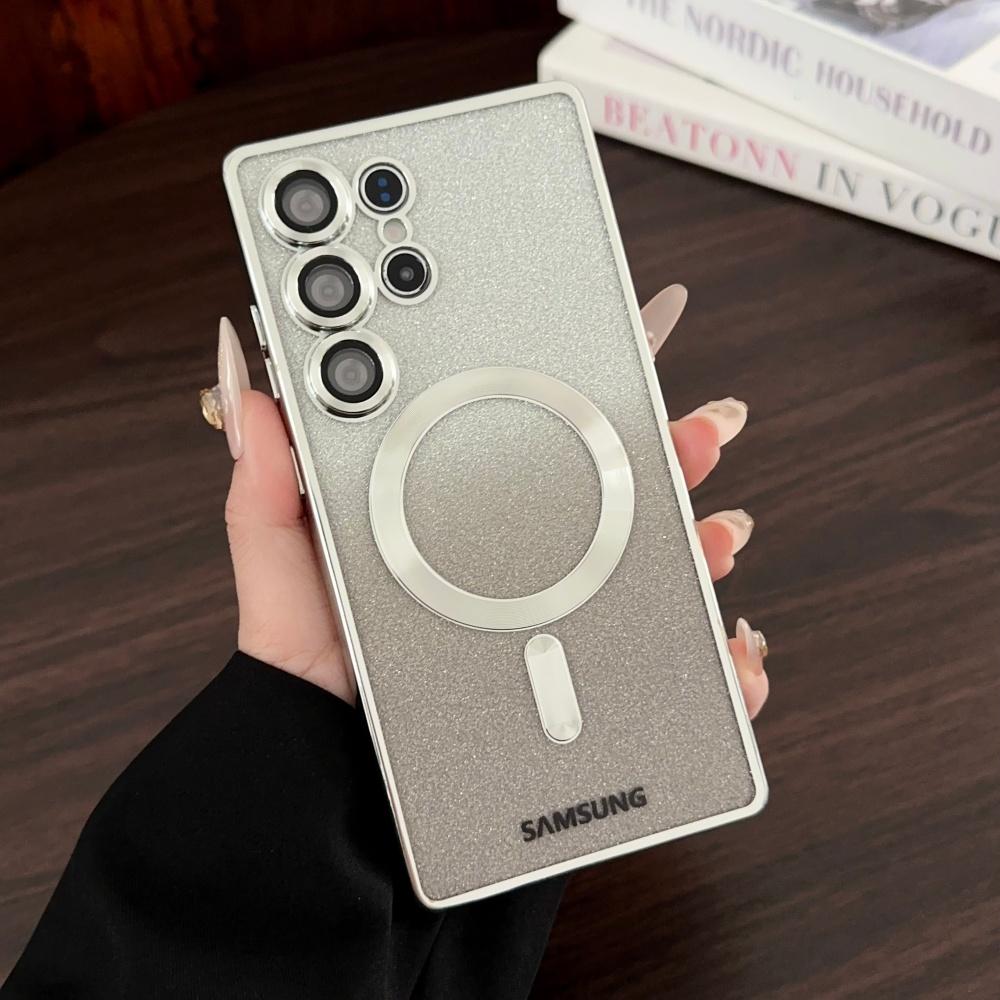 Luxury Plating Glitter For Magsafe Magnetic Case For Samsung S25 S24 S23 S22 Ultra Plus S21 S24 FE S25 Edge Clear Bright Cover