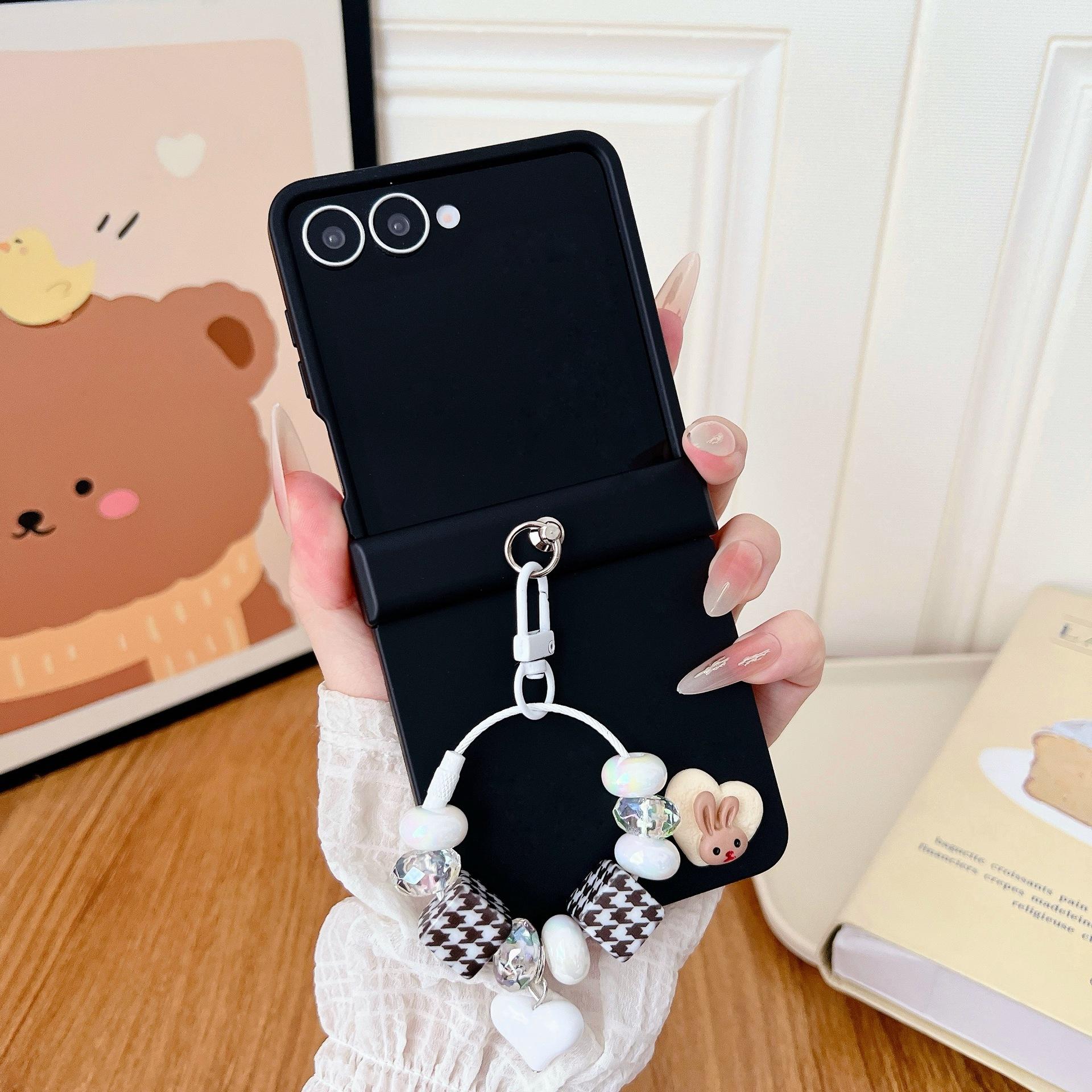 For Samsung Galaxy ZFlip7/7FE/6/5 Case, Folding Hard Shell Matte PC Material with Chain, Anti-Scratch Shockproof samsung zflip7