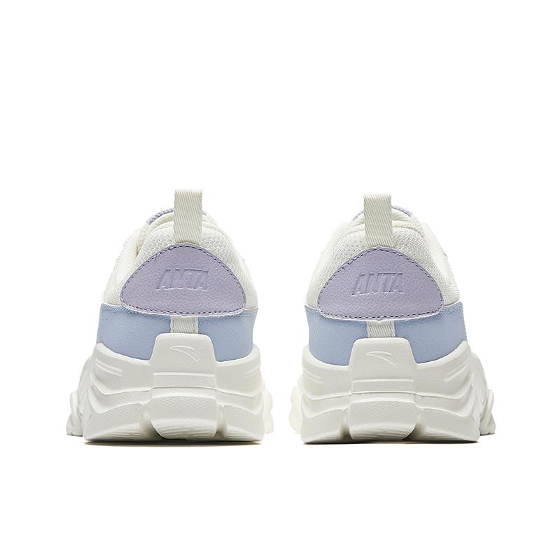 Anta Fashionable Versatile Wear-Resistant Shock-Absorbing Height-Increasing Low-Top Casual Shoes Women sneaker White Blue Purple 922538828-2