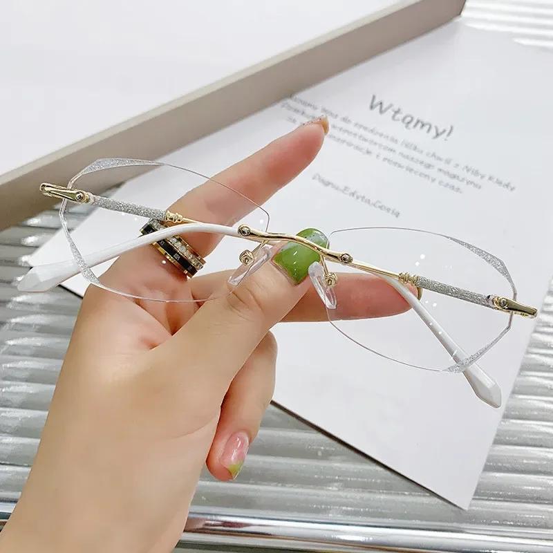 Women Frameless High-definition Blue-light-blocking Reading Glasses Vintage Style Ultra-lightweight and High-end