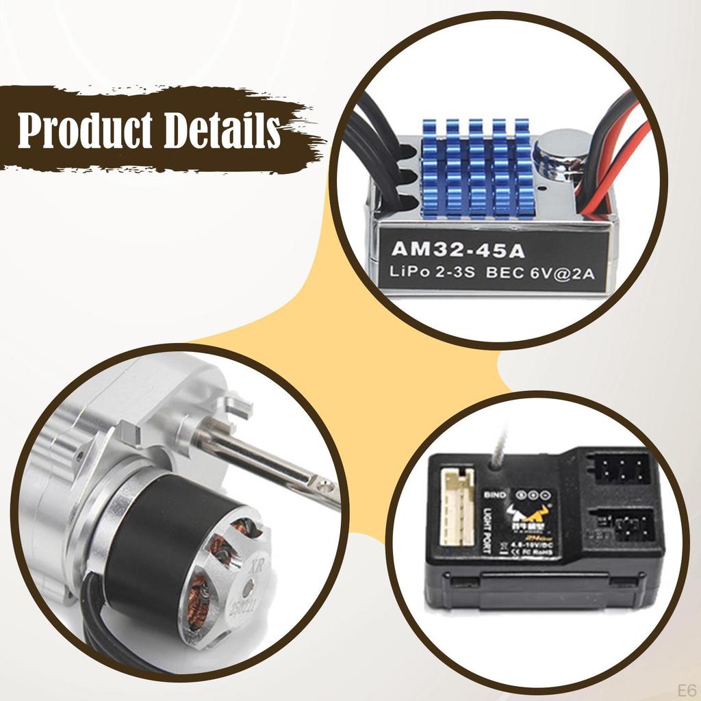Brushless Gearbox ESC Combo for 1/12 RC Car Vehicle High Performance Receiver Included MN82