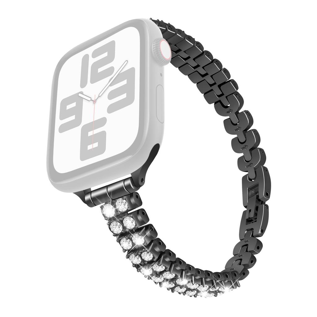 Watch Strap for Apple Watch Series 10 9 8 7 SE 6 5 4 3 2 1 42mm 41mm 40mm 38mm Rhinestone Decor Alloy Bracelet Wrist Band