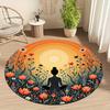 Yoga meditation flower Flannel-printed round floor mats are slip-resistant Suitable living room bedroom terrace garden carpets