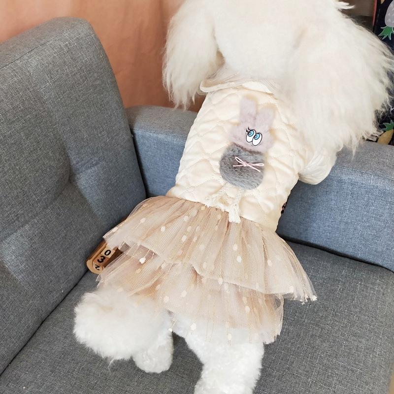 

Платье для собак, осенний комбинезон для щенков, сетчатый трикотаж со звездами, юбка, одежда для собак, пачка для свадебной вечеринки, зимние костюмы для Тедди L