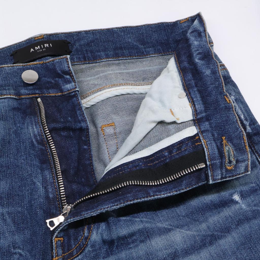 Amiri PXMD002 Stack Jean Stack Skinny Zip Fly Denimhose Unterteile 32 blauUsed