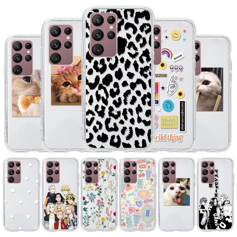 

Леопардовая печать Прозрачный чехол для телефона Samsung S22 Ультра силиконовая крышка Coque для Samsung A51 A52 A22 A32 A72 A12 TPU Задняя крышка