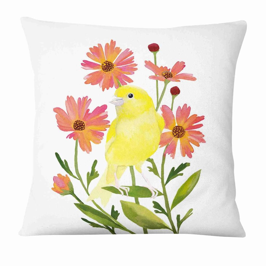 Painted Flower, Bird and Butterfly Decorative Pillowcase Living Room Office Ornaments Home Pillowcase