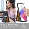 FIERRE SHANN For Samsung Galaxy A52 4G/5G/A52s 5G PU Leather+TPU Kickstand Shell RFID Blocking Card Holder Phone Case