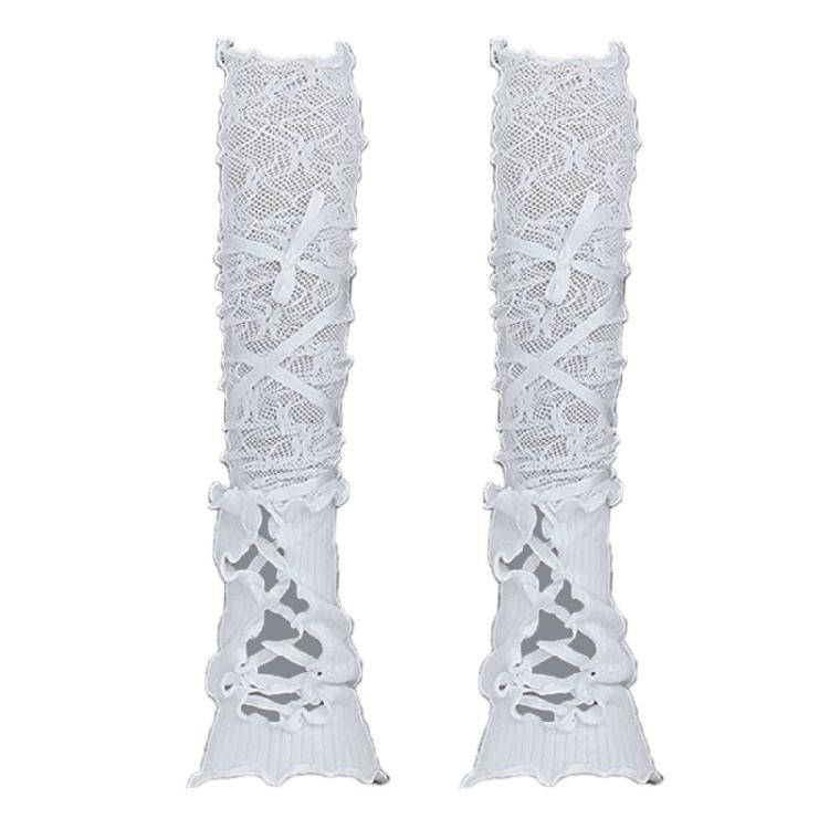 

Summer Sun Protection Sleeves Lace Wristbands Ballet Inspired Adjustable Ties For Women Outfits белый