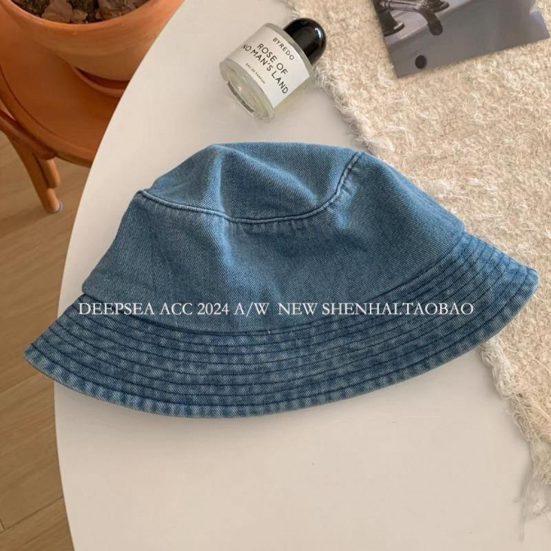 Cappello a secchiello in denim da donna, senso di alta gamma, protezione solare, versatile per primavera e autunno, cappello a secchiello semplice, cappello a secchiello da donna