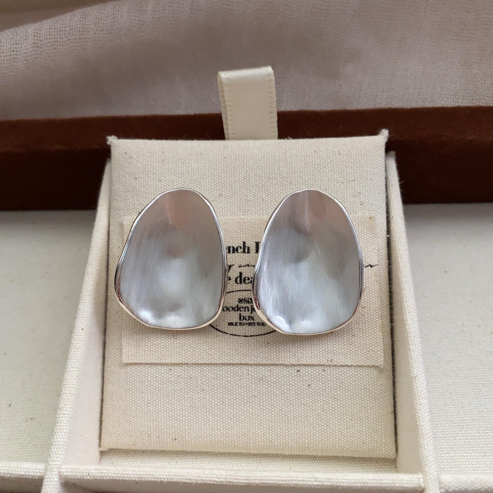 Niche Metal Brushed Section Semicircular Earrings Temperament Trendy Personality Geometric Design Sense Stud Earrings Women