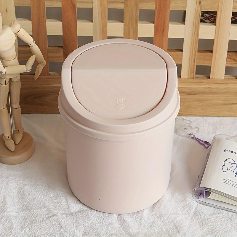 Mini Desktop Trash Can with Lid Household Living Room Plastic Small Trash Can