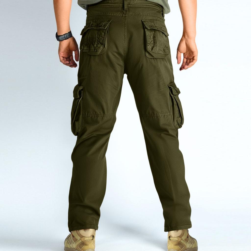 Men's Cargo Pants - Cotton Loose-Fit Comfortable Straight-Leg Multi-Pocket Trousers