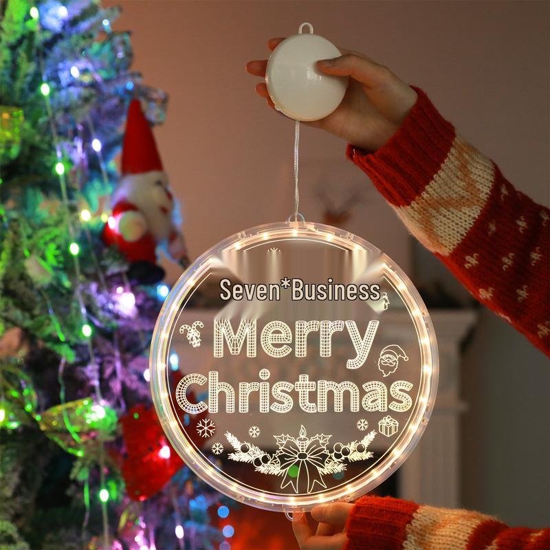 Battery-Operated LED Christmas Luminous Letter String Lights with Suction Cups
