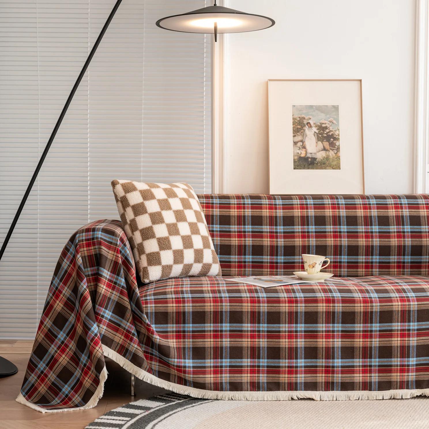 

Christmas Sofa Covers with Tassel Washable Sofa Slipcover Couch Cover for Living Room Pet Bed Chair Soft Throw Blanket 140x180cm