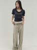 SORRY, TOO MUCH LOVE Ruffle Trim Ballet Mood Knit Top_Navy