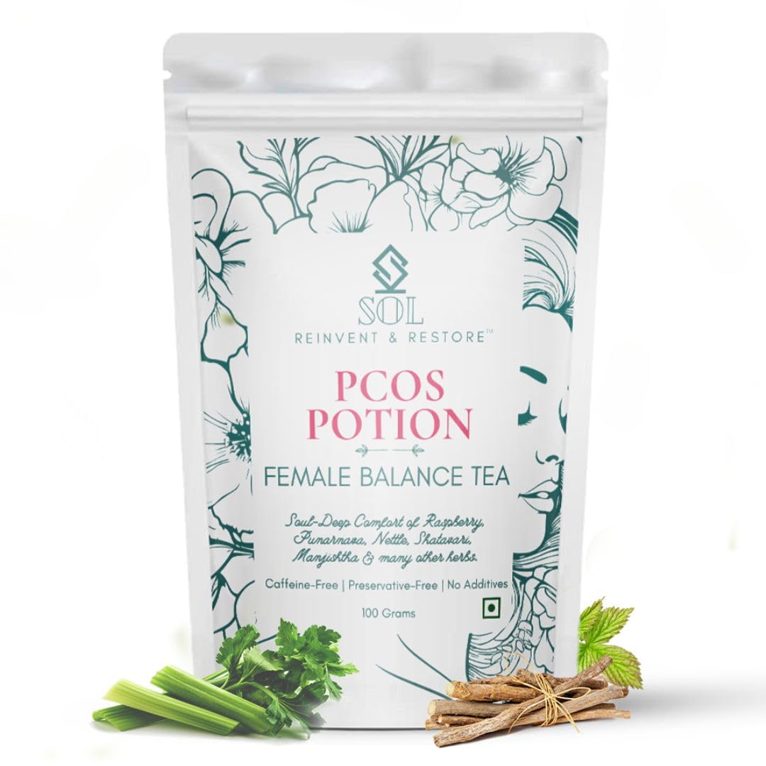 

PCOS Tea For Women | Shatavari, Nettle, Raspberry leaf, Spearmint, Punarnava, Manjishtha | Helps With Period, Weight & Hormone Balance | 10