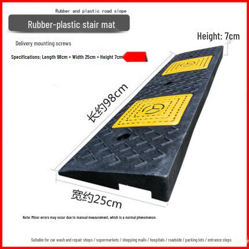 Rubber-Plastic Car Ramp: Slope Mat, Curb Edge, Uphill Climb, Triangle Speed Bump
