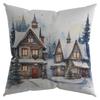 Christmas Pillowcase Watercolor Elk Snowman  Tree Fireplace Printed  Sofa Cushion Cover New Year Home Decor
