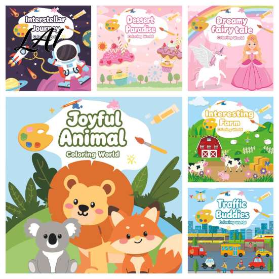 Compact Activity Book for Travel Children's Coloring Book with Cute Animal Theme Thick Paper Sketchbook Kids Preschool Painting Practice
