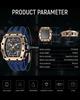 TSAR BOMBA Men's Skeleton Mechanical Automatic Watch Ceramic Japanese Movement Tonneau Silicone Strap 50M Water Resistant Luminous Luxury Business