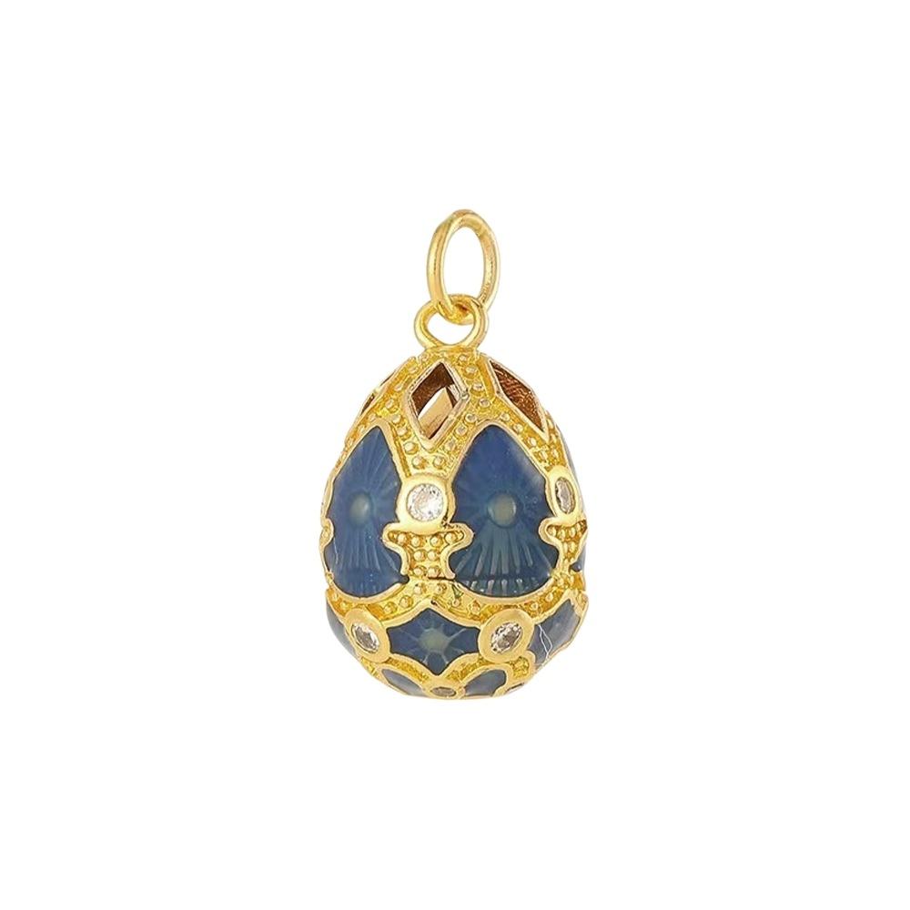 Copper Easter Egg Crystal Pendant Bohemia Necklace Pendant Colorful Enamel Pendant  Party
