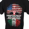 American Grown With Mexican Roots 100% Cotton T-shirt Mens Tees Top Mens Size Large Black Flags