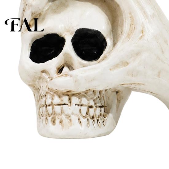 Spooky Secret Room Props Halloween Skull Hand Sculpture, Gothic Skeleton Head Figurine, Resin Creative Tricky Festival Gift Decoration for Bedroom