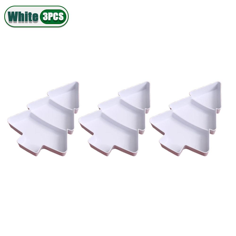 1-10PCS Christmas Plastic Candy Snack Plates Divided Fruit Plates Christmas Tree Shape Melon Seed Tray Home Party Decor