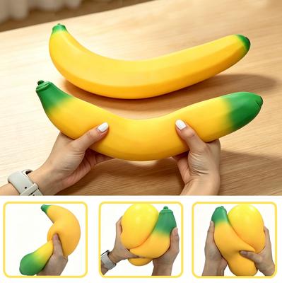 42cm Large Banana Shaped Stress Relief Toy Soft Squeezing Simulation Fruit Design for Desk Decoration and Hand Exercise