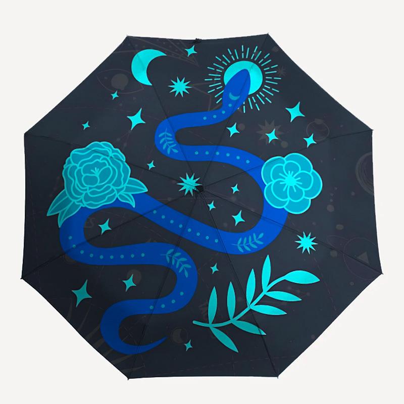 

1pc Snake Flowers Automatic Open/Close Umbrella, Portable Folding Umbrella for Travel, Themed Events, It is suitable as a gift for various festivals,