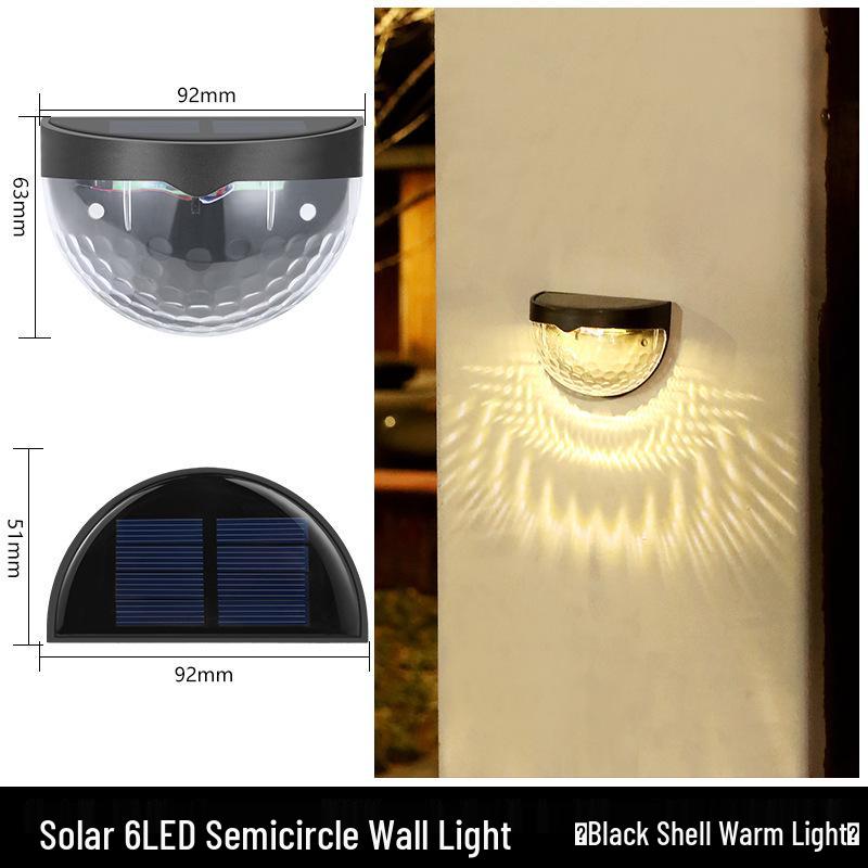 Solar Semicircular Outdoor Step & Wall Lights for Courtyard and Balcony Decor