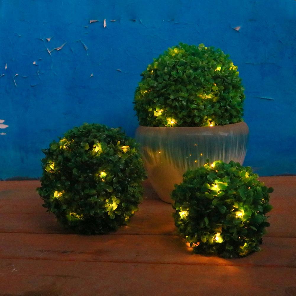 Artificial Plant Topiary Ball Decorative Solar LED Lights For Garden Party Outdoor Wedding Home Decor Artificial Boxwood Balls