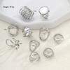 10pcs Set Vintage Old Coin Style Asymmetrical Open Ring For Women Fashion CCB Geometric Hollow Decor Rings Vacation Date Jewelry