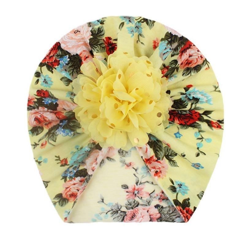 

New hot gold flower children s hat, cute printed baby pullover hat, thin comfortable baby fetal hat