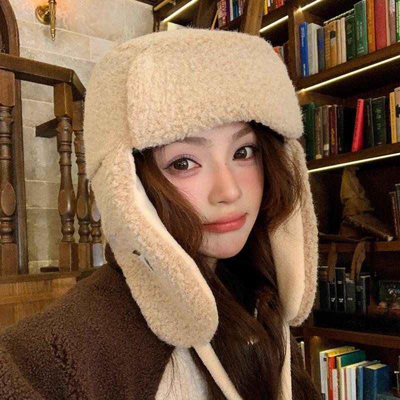 Winter fashion cute hat outdoor pullover cycling hat women's velvet thickened thermal ear protector