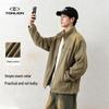 TonLion Men's Fleece-Lined Stand Collar Casual Coach Jacket