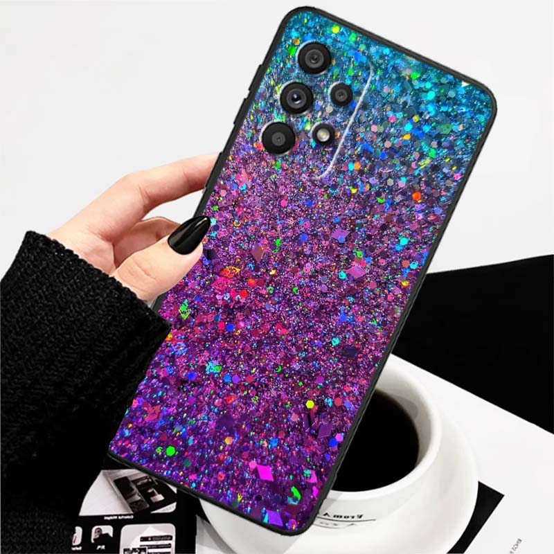 Shining creative patterns For Samsung A73 A72 A71 A55 A54 A53 A52 A51 A13 A22 A16 A15 A12 A14 A26 A07 5G Black Phone Case