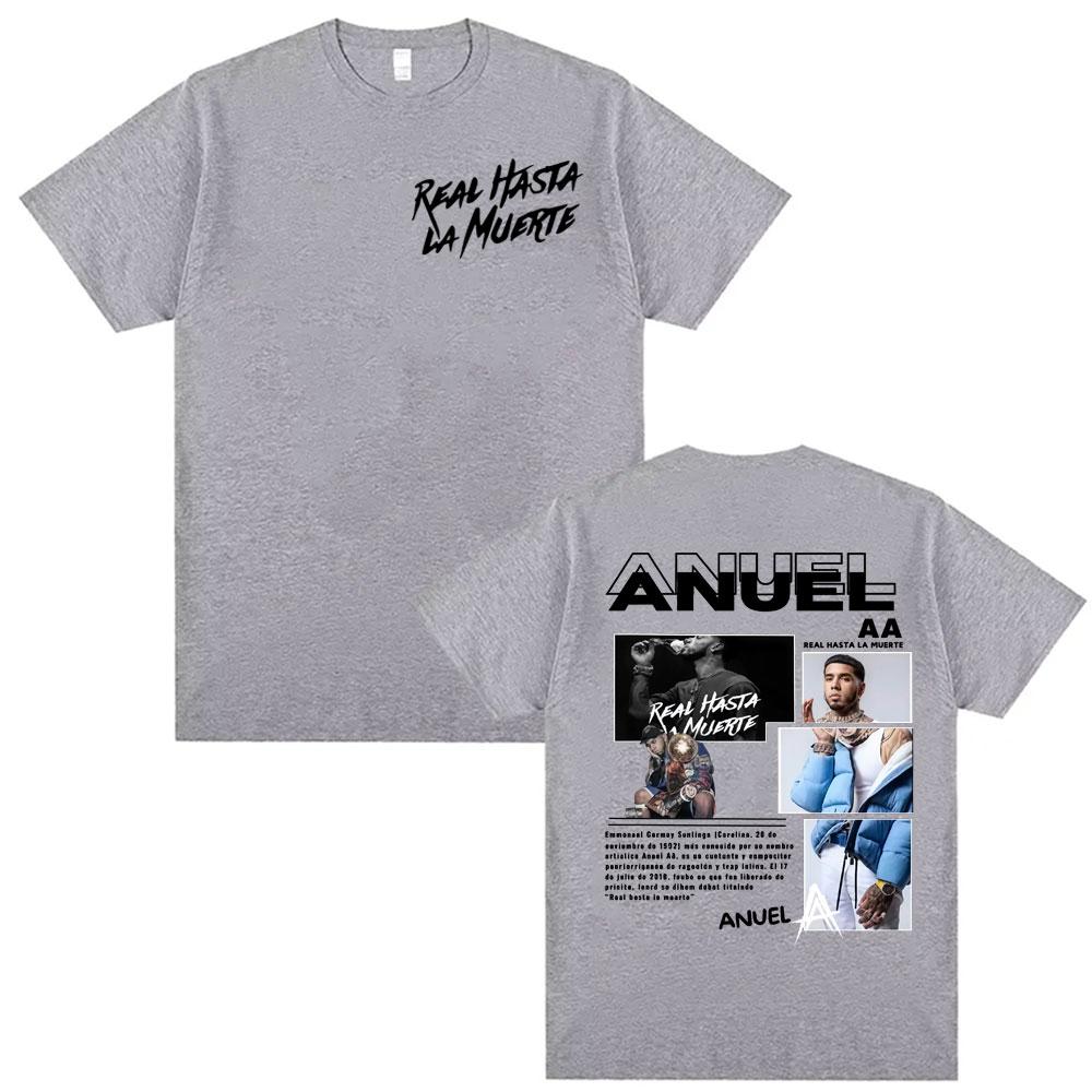 Rapper Anuel AA Real Hasta La Muerte Tour T Shirt Men Women Fashion Hip Hop Pop Music Summer Shirts Casual Short Sleeve Tshirt