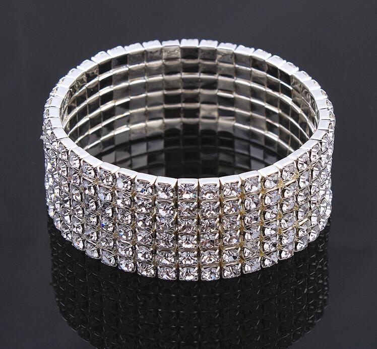 European Princess Style Rhinestone Bracelet - Elegant Elastic Hand Jewelry for Women