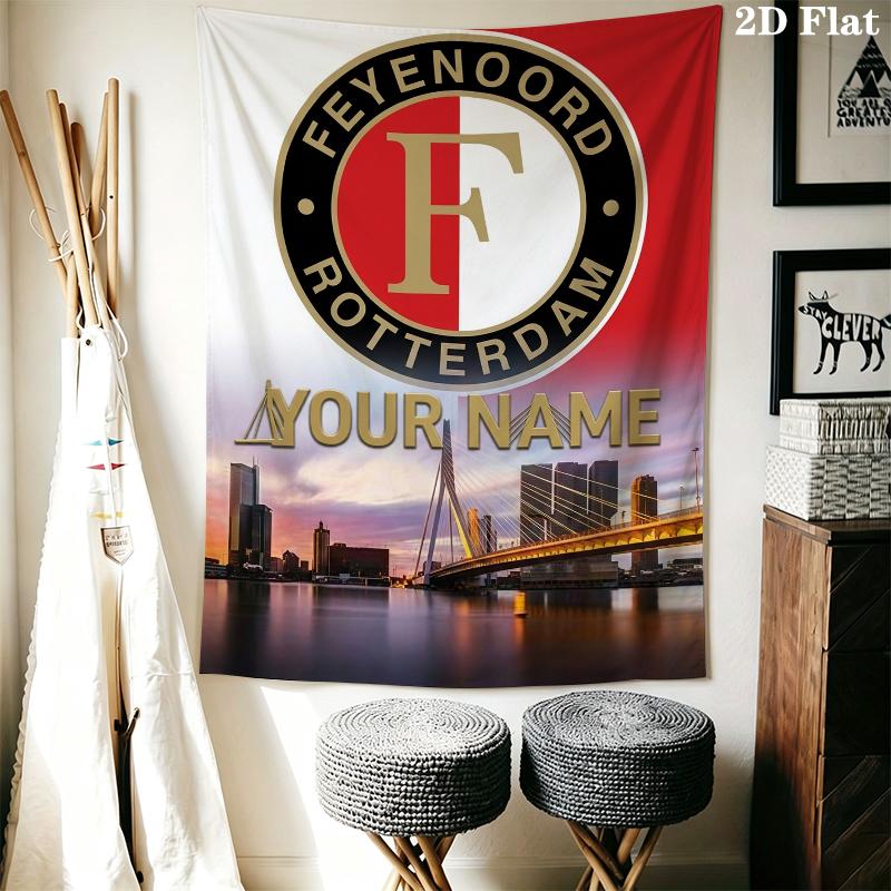 Custom Name feyenoord Wall Tapestry Aesthetic Wall Hanging Printed Fabric Blanket Decorative Tapestries for Bedroom Living Room Home Decor
