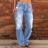 Women's High Waist Straight Loose Lace Stretch Lightweight Fashion Jeans